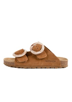 billowy Skórzane klapki w kolorze jasnobrązowym ze sklepu Limango Polska w kategorii Klapki damskie - zdjęcie 189331691