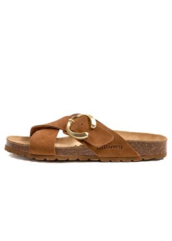 billowy Skórzane klapki w kolorze jasnobrązowym ze sklepu Limango Polska w kategorii Klapki damskie - zdjęcie 189332041