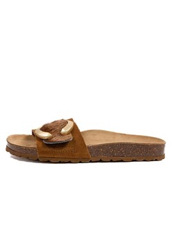 billowy Skórzane klapki w kolorze jasnobrązowym ze sklepu Limango Polska w kategorii Klapki damskie - zdjęcie 189332161