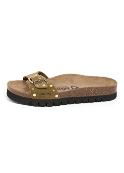 billowy Skórzane klapki w kolorze khaki ze sklepu Limango Polska w kategorii Klapki damskie - zdjęcie 189332983