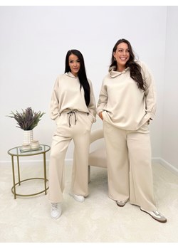 Beżowy Wiskozowy Komplet z Lampasem ze sklepu ModnaKiecka.pl w kategorii Dresy damskie - zdjęcie 189340164