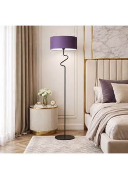 Czarna lampa podłogowa do salonu z fioletowym kloszem MORONI w stylu art deco ze sklepu Lysne w kategorii Lampy podłogowe - zdjęcie 189342623