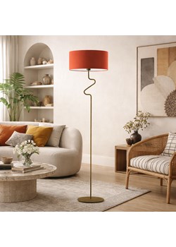 Złota lampa stojąca w stylu minimalistycznym z abażurem MORONI ze sklepu Lysne w kategorii Lampy podłogowe - zdjęcie 189342651