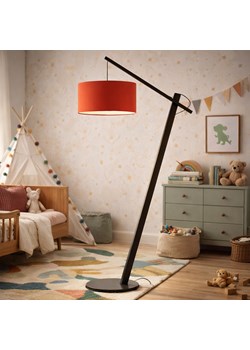 Drewniana lampa stojąca na jednej nodze TORINO z abażurem w kolorze ceglastym ze sklepu Lysne w kategorii Lampy podłogowe - zdjęcie 189342654