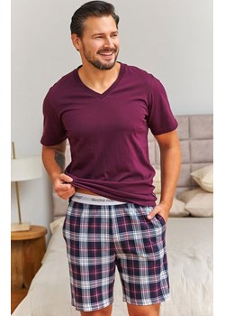 Doctor Nap piżama męska z szortami w kratę PMB.7476.BURGUNDY, Kolor burgund, Rozmiar M, Doctor Nap ze sklepu Primodo w kategorii Piżamy męskie - zdjęcie 189342822