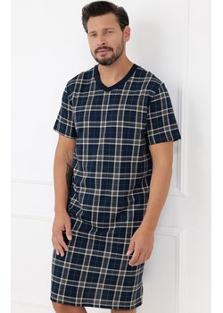 Męska koszula nocna z krótkim rękawem Andreas, Kolor granatowy-kratka, Rozmiar 2XL, Italian Fashion ze sklepu Primodo w kategorii Piżamy męskie - zdjęcie 189342874