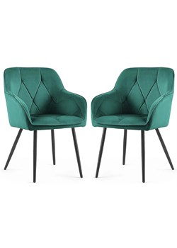 Zestaw 2 zielonych krzeseł welurowych - Lorviano ze sklepu Edinos.pl w kategorii Krzesła - zdjęcie 189343001