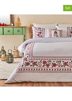 BELLA MAISON 3-częściowy komplet pościeli satynowej "Jolly" w kolorze czerwono-białym ze sklepu Limango Polska w kategorii Pościele - zdjęcie 189345252