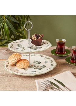 BELLA MAISON Etażerka "Ocaliptus" w kolorze zielono-białym - Ø 25 cm ze sklepu Limango Polska w kategorii Misy i tace dekoracyjne - zdjęcie 189345722