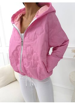 Pudrowa Przejściowa Kurtka z Kapturem ze sklepu ModnaKiecka.pl w kategorii Kurtki damskie - zdjęcie 189346313