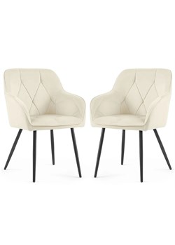 Zestaw 2 kremowych krzeseł welurowych - Lorviano ze sklepu Edinos.pl w kategorii Krzesła - zdjęcie 189346501