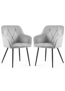 Zestaw 2 jasnoszarych krzeseł tapicerowanych welurem - Lorviano ze sklepu Edinos.pl w kategorii Krzesła - zdjęcie 189347042