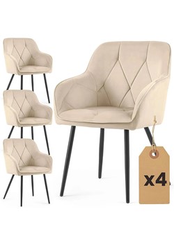 Zestaw 4 beżowych krzeseł pikowanych - Lorviano ze sklepu Edinos.pl w kategorii Krzesła - zdjęcie 189347194
