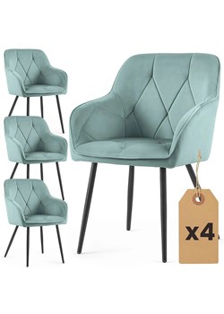 Zestaw 4 turkusowych krzeseł welurowych - Lorviano ze sklepu Edinos.pl w kategorii Krzesła - zdjęcie 189347222