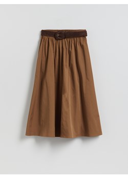 Reserved - Bawełniana spódnica z paskiem - beżowy ze sklepu Reserved w kategorii Spódnice - zdjęcie 189348101