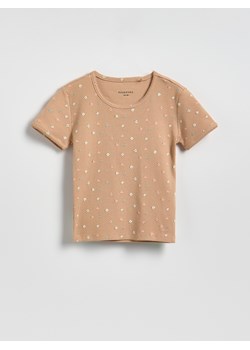 Reserved - Wzorzysty t-shirt - beżowy ze sklepu Reserved w kategorii Bluzki dziewczęce - zdjęcie 189348362