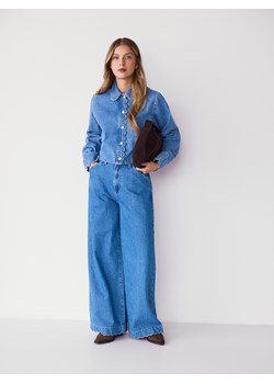 Reserved - Jeansy wide leg ze średnim stanem - niebieski ze sklepu Reserved w kategorii Jeansy damskie - zdjęcie 189348762