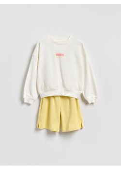 Reserved - Dresowy komplet z bawełny - złamana biel ze sklepu Reserved w kategorii Bluzy dziewczęce - zdjęcie 189348804