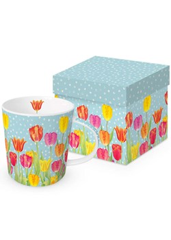 ppd Kubek jumbo "Happy Tulips" w kolorze błękitnym ze wzorem - 400 ml ze sklepu Limango Polska w kategorii Dzbanki i zaparzacze - zdjęcie 189351941