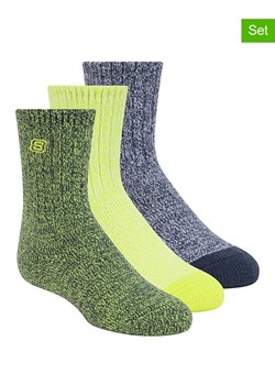 Skechers Skarpety (3 pary) w kolorze granatowo-żółto-zielonym ze sklepu Limango Polska w kategorii Skarpetki dziecięce - zdjęcie 189358794