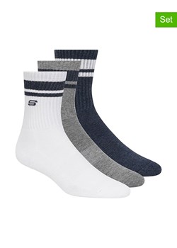Skechers Skarpety (3 pary) w kolorze granatowo-biało-szarym ze sklepu Limango Polska w kategorii Skarpetki dziecięce - zdjęcie 189358812