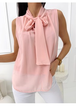 Brzoskwiniowa Szyfonowa Bluzeczka z Wiązaniem przy Szyi ze sklepu ModnaKiecka.pl w kategorii Bluzki damskie - zdjęcie 189362562