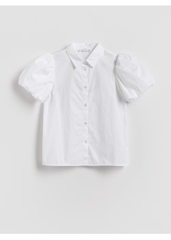 Reserved - Biała koszula z bufkami - biały ze sklepu Reserved w kategorii Koszule dziewczęce - zdjęcie 189363032