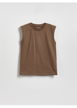 Reserved - Bawełniany t-shirt bez rękawów - brązowy ze sklepu Reserved w kategorii T-shirty chłopięce - zdjęcie 189363254