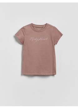 Reserved - T-shirt z wypukłym napisem - brązowy ze sklepu Reserved w kategorii Bluzki dziewczęce - zdjęcie 189364724