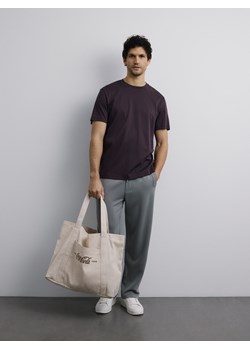 Reserved - T-shirt regular z bawełny merceryzowanej - brązowy ze sklepu Reserved w kategorii T-shirty męskie - zdjęcie 189364891