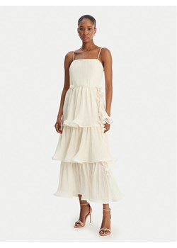 Guess Sukienka koktajlowa W6GKA GW2584 Écru Regular Fit ze sklepu MODIVO w kategorii Sukienki - zdjęcie 189365123
