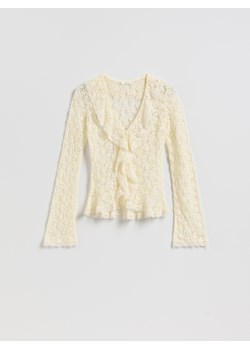 Reserved - Koronkowa bluzka - kremowy ze sklepu Reserved w kategorii Bluzki damskie - zdjęcie 189365543
