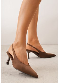 Ciemnobrązowe Czółenka VICES Typu Slingback na Geometrycznej Szpilce Aziressa ze sklepu renee.pl w kategorii Czółenka - zdjęcie 189368274