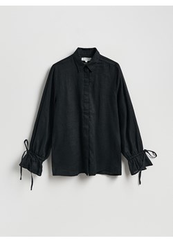 Reserved - Lniana koszula z wiązaniami - czarny ze sklepu Reserved w kategorii Bluzki damskie - zdjęcie 189368601
