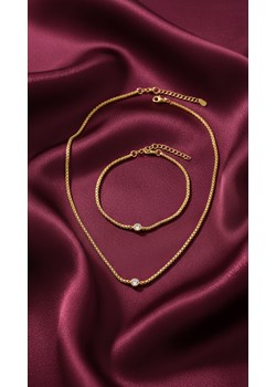 Elegancki damski komplet złoty z kryształkiem stal szlachetna ze sklepu otien.com w kategorii Komplety biżuterii - zdjęcie 189369363