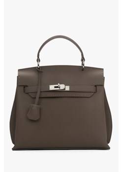 Estro: Torebka damska ze skóry naturalnej typu kuferek w kolorze taupe ze sklepu Estro w kategorii Kuferki - zdjęcie 189369951