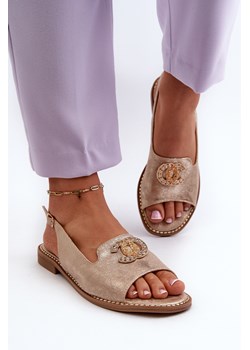 Sandały Damskie Ozdoba Złote S.Barski KV27-049 ze sklepu ZAZOO w kategorii Sandały damskie - zdjęcie 189370214