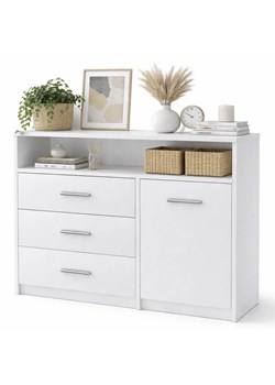 Biała komoda z szufladami i półkami N8-R87 ze sklepu Edinos.pl w kategorii Komody - zdjęcie 189370603