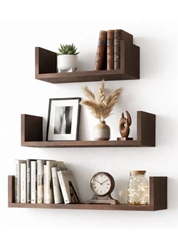 Komplet 3 półek ściennych w kolorze wenge B1-H99 ze sklepu Edinos.pl w kategorii Półki - zdjęcie 189370610