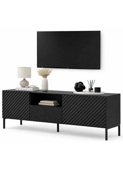 Szafka rtv z frezowanym frontem czarny mat + czarne nóżki M9-E74 ze sklepu Edinos.pl w kategorii Szafki RTV - zdjęcie 189370611