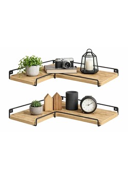 Loftowy komplet 2 ściennych półek narożnych dąb artisan R4-C76 ze sklepu Edinos.pl w kategorii Półki - zdjęcie 189370640