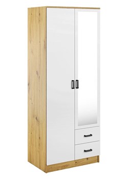 Skandynawska szafa z lustrem dąb artisan + biały L1-E91 ze sklepu Edinos.pl w kategorii Szafy - zdjęcie 189371421