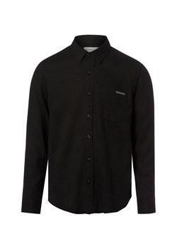 Calvin Klein Jeans Męska koszula lniana Mężczyźni Regular Fit len czarny jednolity ze sklepu vangraaf w kategorii Koszule męskie - zdjęcie 189372553