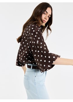 Mohito - Brązowa koszula z bufiastymi rękawami - ciemnobrązowy ze sklepu Mohito w kategorii Koszule damskie - zdjęcie 189373723