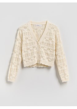 Reserved - Bawełniany kardigan - złamana biel ze sklepu Reserved w kategorii Swetry dziewczęce - zdjęcie 189374080