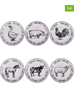 Villa d´Este Talerze obiadowe (6 szt.) "Farm" w kolorze czarno-białym - Ø 27 cm ze sklepu Limango Polska w kategorii Naczynia - zdjęcie 189378942