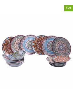 Villa d´Este 18-częściowy zestaw talerzy "Casablanca" w kolorze pomarańczowo-błękitnym ze sklepu Limango Polska w kategorii Naczynia - zdjęcie 189379020