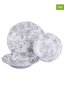 Villa d´Este 18-częściowy zestaw talerzy "Madame" w kolorze biało-jasnoszarym ze sklepu Limango Polska w kategorii Naczynia - zdjęcie 189379142