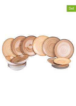 Villa d´Este 18-częściowy zestaw talerzy "Baita" w kolorze brązowo-beżowo-jasnobrązowym ze sklepu Limango Polska w kategorii Naczynia - zdjęcie 189379173