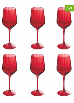 Villa d´Este Kieliszki (6 szt.) "Optic" w kolorze czerwonym do wina - 510 ml ze sklepu Limango Polska w kategorii Naczynia - zdjęcie 189379614